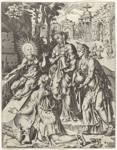 Hellige kvinder ved graven Menneskehedens fald og forløsning gennem Kristi liv og lidenskab (serietitel) af Dirck Volckertsz. Coornhert (attributed to)