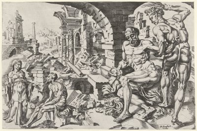 Job bliver pisket af Satan af Dirck Volckertsz. Coornhert (attributed to)
