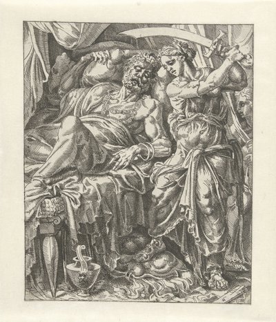 Judit Onthoofdt Holofernes Judith i Holofernes (serietitel) af Dirck Volckertsz. Coornhert (attributed to)