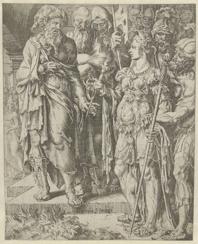 Tamar viser sikkerhedsstillelsen Judas og Tamars historie (serietitel) af Dirck Volckertsz. Coornhert (attributed to)