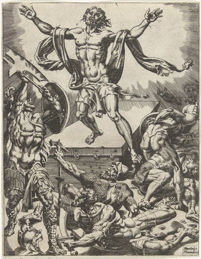 Kristi opstandelse Menneskehedens fald og forløsning gennem Kristi liv og lidenskab (serietitel) af Dirck Volckertsz. Coornhert (attributed to)