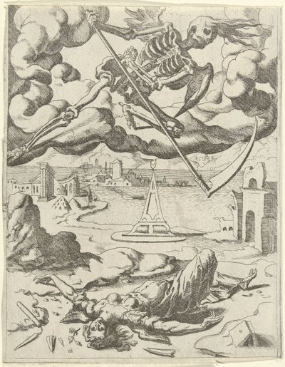 Døden erobrer Troen Triumphs of Petrarch (serietitel) af Dirck Volckertsz. Coornhert (possibly)