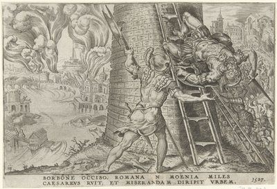 Stormningen af ​​Rom, 1527 Overwinningen van Karel V (serietitel) Karl den Store V. imp. opt. max. sejr, den vigtigste af mange (serietitel) af Dirck Volckertsz. Coornhert