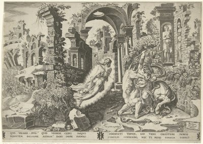 Bileam (Bileam) en engel af Dirck Volckertsz. Coornhert