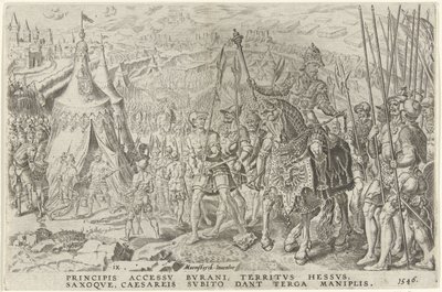 Kejserlejr i Ingolstadt, 1546 Victories of Charles V (serietitel) Divi Caroli. v. imp. opt. max. victoriae, ex multis praecipuae (serietitel) af Dirck Volckertsz. Coornhert