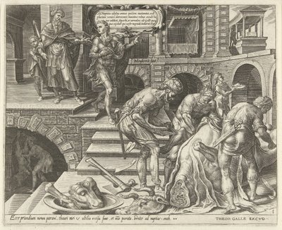 Forberedelser til bryllupsfesten Lignelse om en bryllupsfest (serietitel) af Dirck Volckertsz. Coornhert