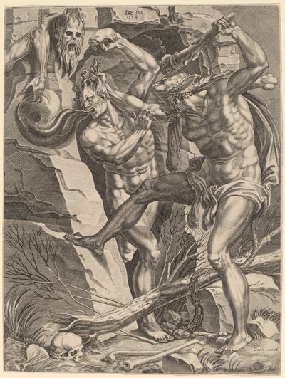 Hercules dræber Cacus af Dirck Volckertz Coornhert