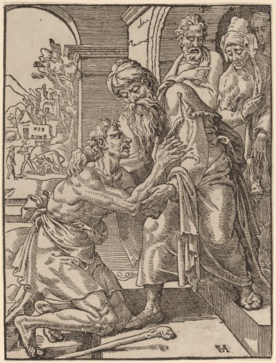 Den fortabte søns tilbagevenden af Dirck Volckertz Coornhert after Maerten van Heemskerck