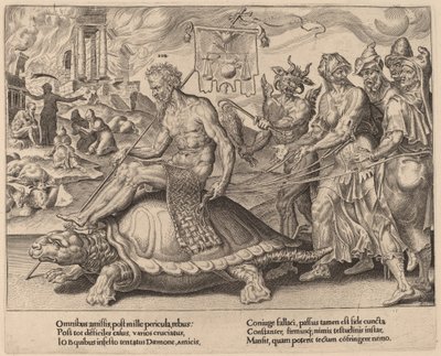 Jobs triumf af Dirck Volckertz Coornhert after Maerten van Heemskerck