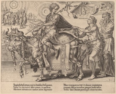 Josefs triumf af Dirck Volckertz Coornhert after Maerten van Heemskerck