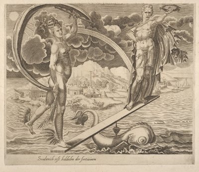 Fortune Using Man as a Plaything fra seks ordsprog om Fortune, ca. 1560. af Dirck Volkertsen Coornhert