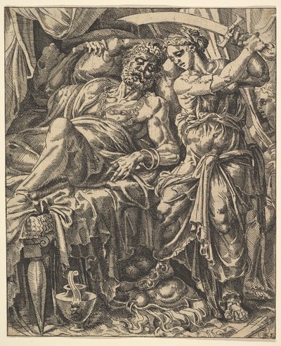 Judith Slaying Holofernes, fra Historien om Judith og Holofernes. af Dirck Volkertsen Coornhert