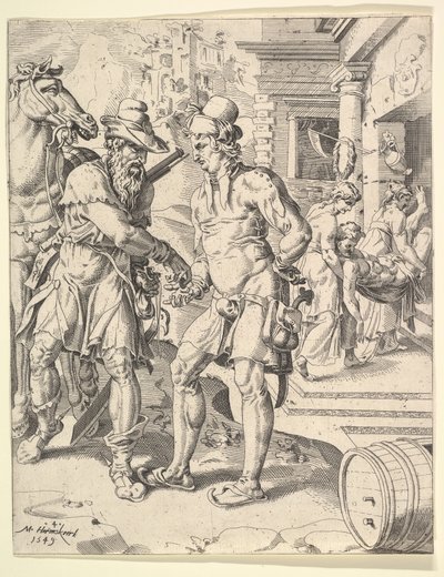 Lignelsen om den barmhjertige samaritaner, 1549. af Dirck Volkertsen Coornhert