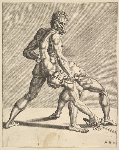 To Fægtere, fra Fægtere, plade 8, 1552 af Dirck Volkertsen Coornhert