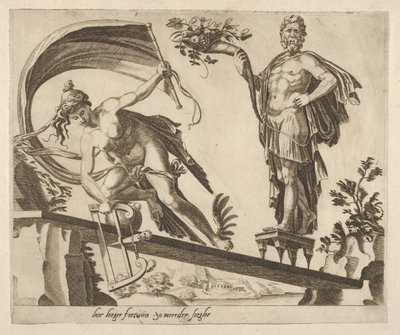 Når formuen er rigelig, vil faldet blive dybere fra seks ordsprog om formue, ca. 1560. af Dirck Volkertsen Coornhert