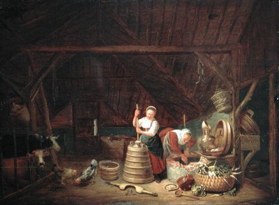 Dutch Barn (olie på panel) af Dirck Wyntrack