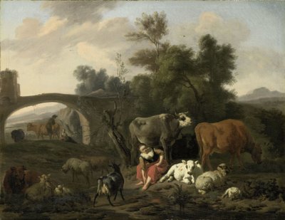 Landskab med Hyrder og Kvæg af Dirck van Bergen