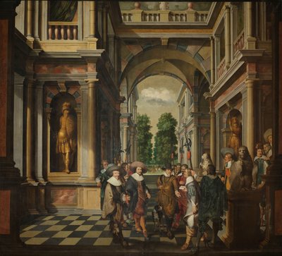 En syvdelt dekorativ sekvens: Et galleri af Dirck van Delen