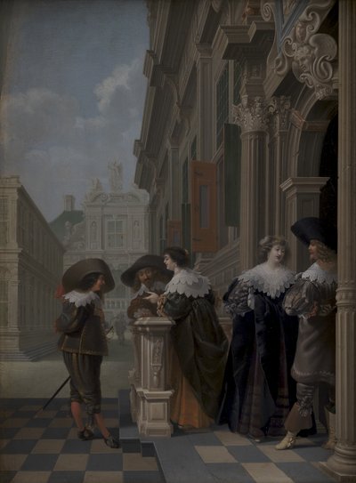 Samtale uden for et palads af Dirck van Delen