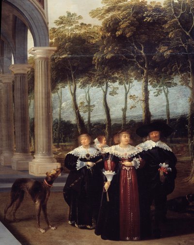 Par gående Detalje af maleriet "" Bowlingspillerne"" Maleri af Dirck Van Delen (1605-1671) af Dirck van Delen