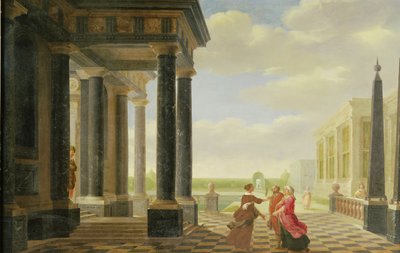Figurer i samtale i klassiske omgivelser af Dirck van Delen