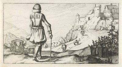 Mand i gambeson i et bjerglandskab Hollandske kostumer til kvinder og mænd, 1622 (serietitel) af Dirk Eversen Lons