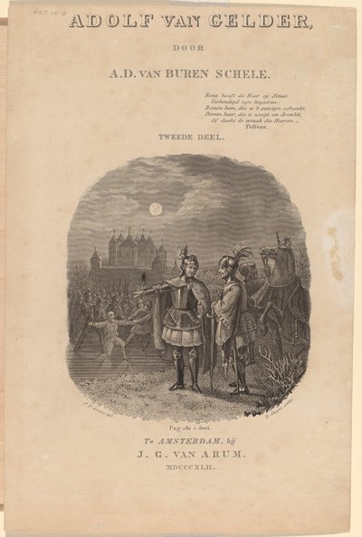 Titelblad til A.D. van Buren Scheles "Adolf van Gelder", Amsterdam, 1842 af Dirk Jurriaan Sluyter