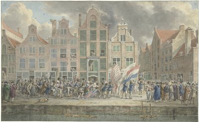 Anti-engelsk demonstration i Rotterdam, 2. marts 1781 af Dirk Langendijk (signed by artist)