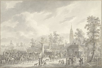 Garnisonens afgang fra Amersfoort i 1790 af Dirk Langendijk (signed by artist)