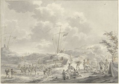 Den russiske hærs lejr ved Callantsoog i 1799 af Dirk Langendijk