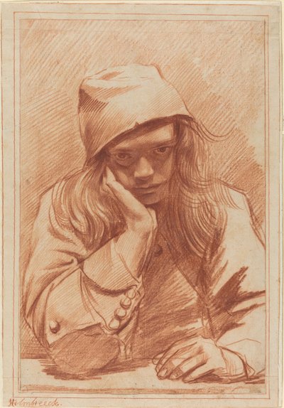 Selvportræt, ca.1633-96 (rødkridt) af Dirk Theodor Helmbrecker