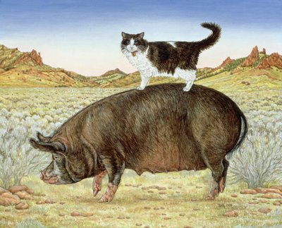 Piggyback-Riding ved Breteche Creek, 1995 (akryl på panel) af Ditz