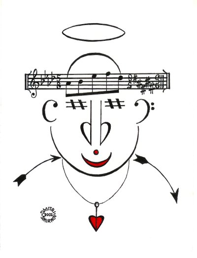 Dzen - et ansigt tegnet ved hjælp af musikalsk notation af Dmitri Smirnov