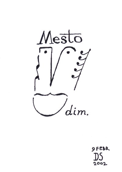 Mesto - en karikatur af et ansigt tegnet ved hjælp af musikalsk notation af Dmitri Smirnov