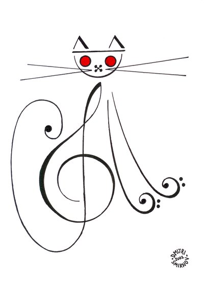 Musikalsk kat - en kat tegnet med musikalsk notation af Dmitri Smirnov