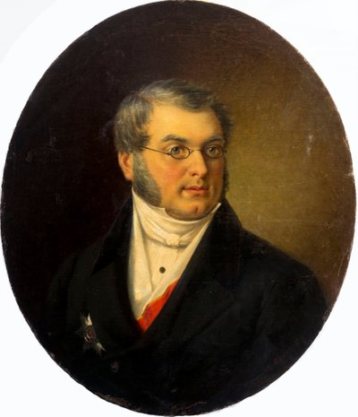 Portræt af forfatteren Mikhail Nikolaevich Zagoskin 1789-1852, 1868. af Dmitry Mikhaylovich Bolotov
