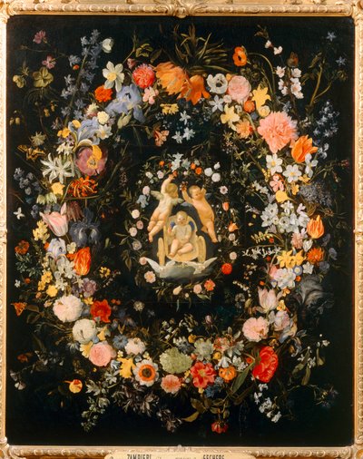 Kærlighedens triumf med blomsteromkransning ... af Domenichino (1581 1641)
