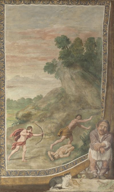Apollo dræber kyklopen fresco fra Villa Aldobrandini, 1617-1618 af Domenichino