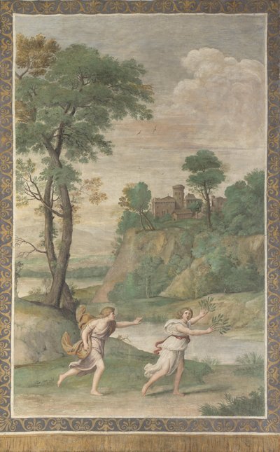 Apollo forfølger Daphne Fresco fra Villa Aldobrandini, 1617-1618 af Domenichino