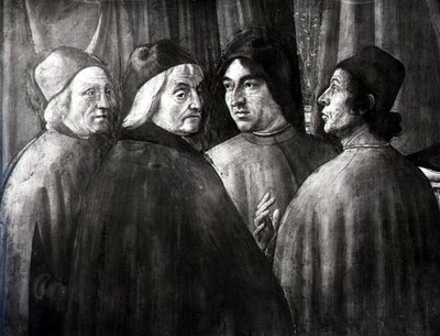Zacharias i templet, detalje af mandlig gruppe af Domenico Ghirlandaio