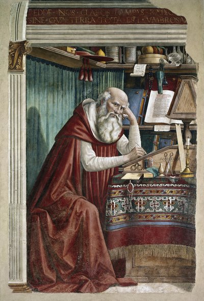 Sankt Hieronymus i hans arbejdsværelse - Fresco af Domenico Ghirlandaio