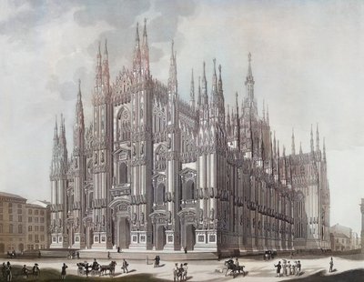Duomo, eller Milanos domkirke (print) af Domenico (after) Landini