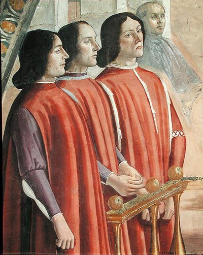 Medlemmer af Sassetti-familien, fra en scene fra en cyklus af Frans af Assisis liv, 1486 (detalje af 85235) af Domenico Ghirlandaio