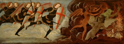 St. Michael og englene i krig med djævelen (tempera på træpanel) af Domenico Ghirlandaio