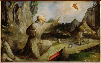 Den hellige Frans af Assisi modtager stigmata på ... af Domenico Beccafumi