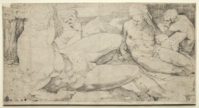 Tre mandlige nøgenbilleder, andet kvartal 1500-tallet. af Domenico Beccafumi