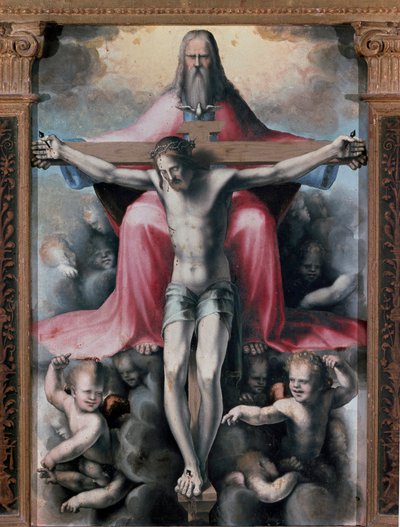 Treenighedens Triptykon, Detalje centralpanel: Treenigheden. Maleri af Domenico Beccafumi (1486-1551) af Domenico Beccafumi