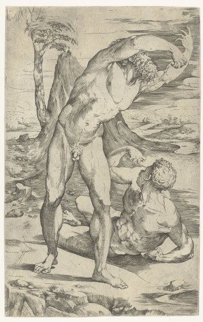 To nøgne mænd i et landskab af Domenico Beccafumi