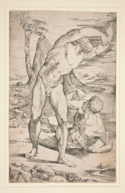 To nøgne mænd i et landskab af Domenico Beccafumi