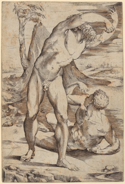 To nøgne mænd i et landskab af Domenico Beccafumi